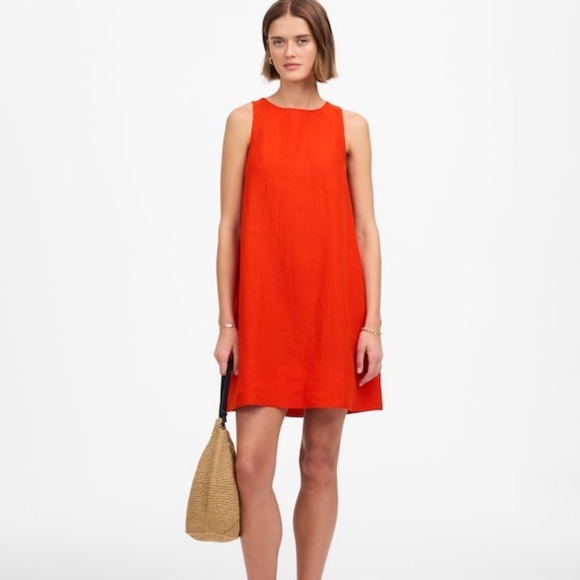 nwt madewell mini shift Sleeveless Red Dress linen bright flame small - Picture 8 of 13